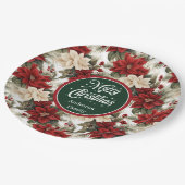 Elegant Red Poinsettia Floral Paper Plates Gift  Papieren Bordje (Gekanteld)