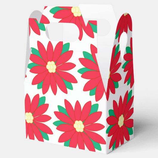 Elegant Red Poinsettia Floral Pattern Bedankdoosjes (Geopend)