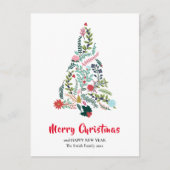 Elegant Red Poinsettia Floral Pine Tree Kerstmis Briefkaart (Voorkant)