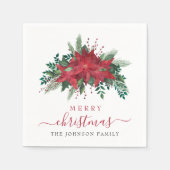 Elegant Red Poinsettia Floral Script Servet (Voorkant)