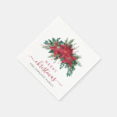 Elegant Red Poinsettia Floral Script Servet (Hoek)