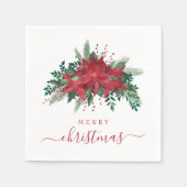 Elegant Red Poinsettia Floral Script Servet (Voorkant)