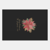 Elegant Red Poinsettia Flower Gold kerstbomen Inpakpapier Vel (Voorkant)
