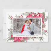 Elegant Red Poinsettia Foto van ons eerste kerstfe Feestdagenkaart (Voorkant)