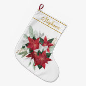 Elegant Red Poinsettia Grote Kerstsok (Voorkant (Hangend))