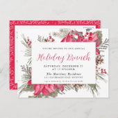Elegant Red Poinsettia Holiday Brunch Uitnodiging  (Voorkant / Achterkant)