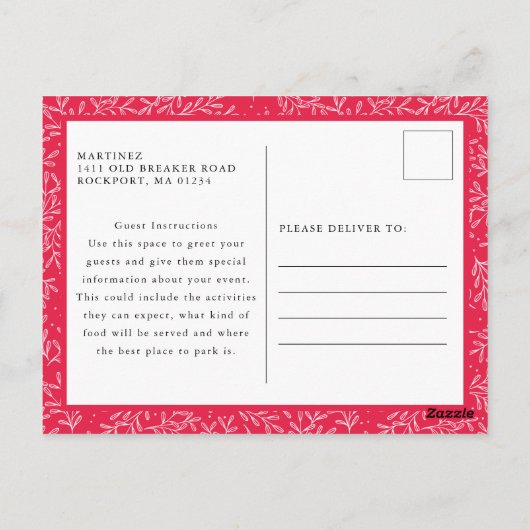 Elegant Red Poinsettia Holiday Brunch Uitnodiging  (Achterkant)