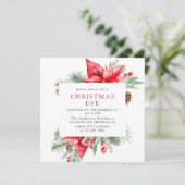 Elegant Red Poinsettia Holiday kerstfeest EVE Kaart (Staand voorkant)