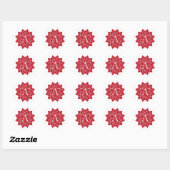 Elegant Red Poinsettia initiaal A Ronde Sticker (Vel)