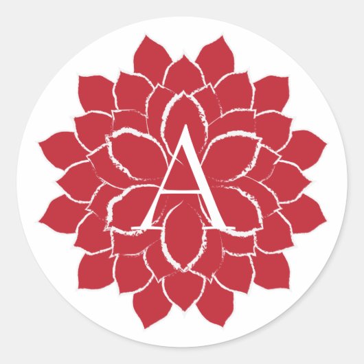 Elegant Red Poinsettia initiaal A Ronde Sticker (Voorkant)