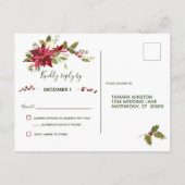 Elegant Red Poinsettia kerstbruiloft RSVP Uitnodiging Briefkaart (Achterkant)