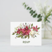 Elegant Red Poinsettia kerstbruiloft RSVP Uitnodiging Briefkaart (Staand voorkant)