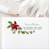 Elegant Red Poinsettia kerstfeestdag Etiket (Insitu)