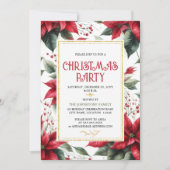 Elegant Red Poinsettia kerstfeestdag Kaart (Voorkant)