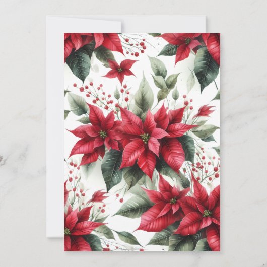 Elegant Red Poinsettia kerstfeestdag Kaart (Achterkant)
