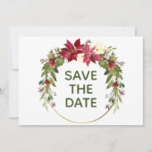 Elegant Red Poinsettia Kerstmis bespaart de datum Kaart (Voorkant)