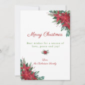 Elegant Red Poinsettia Kerstmis Feestdagenkaart (Voorkant)