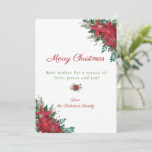 Elegant Red Poinsettia Kerstmis Feestdagenkaart (Staand voorkant)