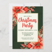 Elegant Red Poinsettia Kerstmis Kaart (Voorkant)