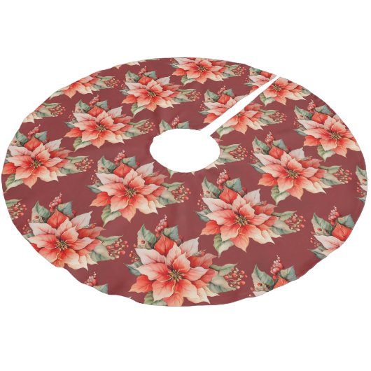 Elegant Red Poinsettia Kerstmis Kerstboom Rok (Gekanteld)