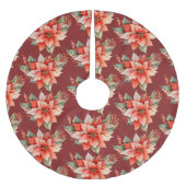 Elegant Red Poinsettia Kerstmis Kerstboom Rok (Voorkant)