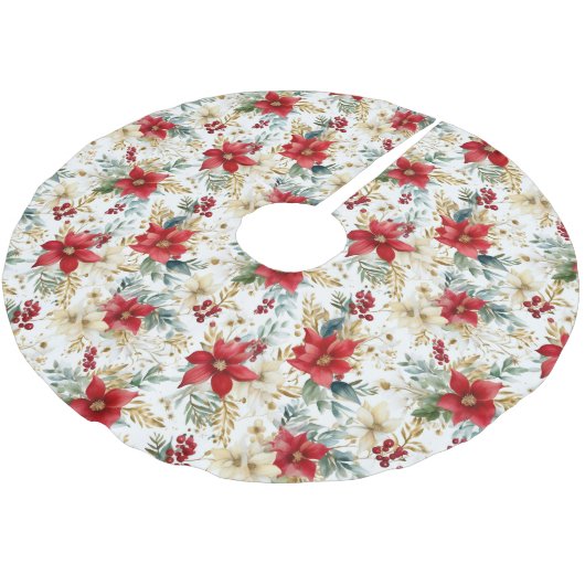 Elegant Red Poinsettia Kerstmis Kerstboom Rok (Gekanteld)