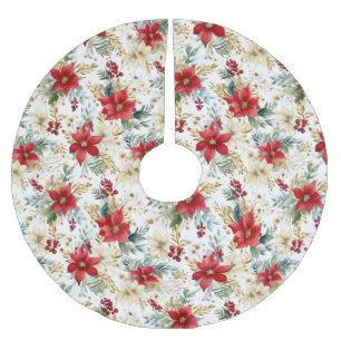 Elegant Red Poinsettia Kerstmis Kerstboom Rok