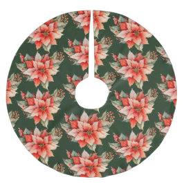 Elegant Red Poinsettia Kerstmis Kerstboom Rok