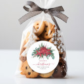 Elegant Red Poinsettia Kerstmis Ronde Sticker