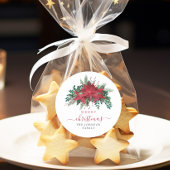 Elegant Red Poinsettia Kerstmis Ronde Sticker