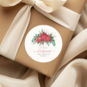 Elegant Red Poinsettia Kerstmis Ronde Sticker