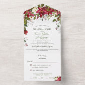 Elegant Red Poinsettia Kerstreheasal Dinner All In One Uitnodiging (Binnen)