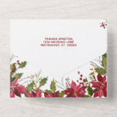 Elegant Red Poinsettia Kerstreheasal Dinner All In One Uitnodiging (Achterkant)