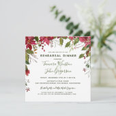 Elegant Red Poinsettia Kerstreheasal Dinner Kaart (Staand voorkant)