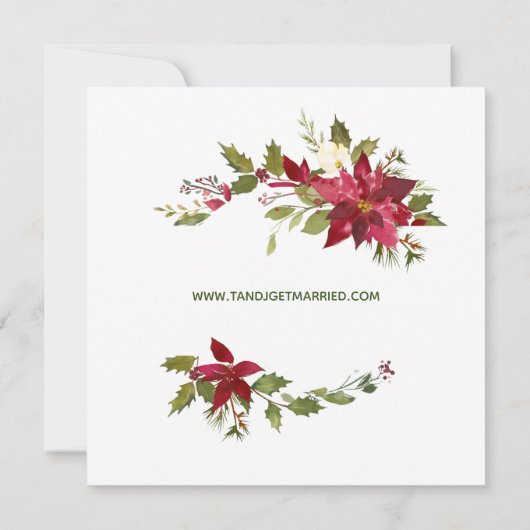 Elegant Red Poinsettia Kerstreheasal Dinner Kaart (Achterkant)