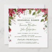 Elegant Red Poinsettia Kerstreheasal Dinner Kaart (Voorkant)