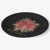 Elegant Red Poinsettia Merry Kerstparty Papieren Bordje (Gekanteld)