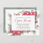 Elegant Red Poinsettia Open House Invitation Briefkaart (Voorkant / Achterkant)