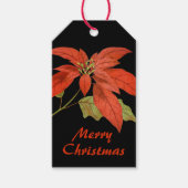 Elegant Red Poinsettia over zwart Cadeaulabel (Voorkant)