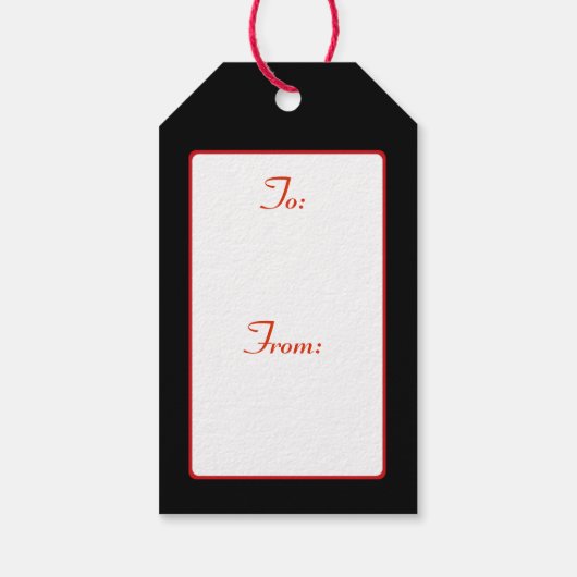 Elegant Red Poinsettia over zwart Cadeaulabel (Achterkant)