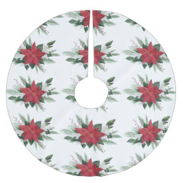 Elegant Red Poinsettia Pattern kerstavond Kerstboom Rok