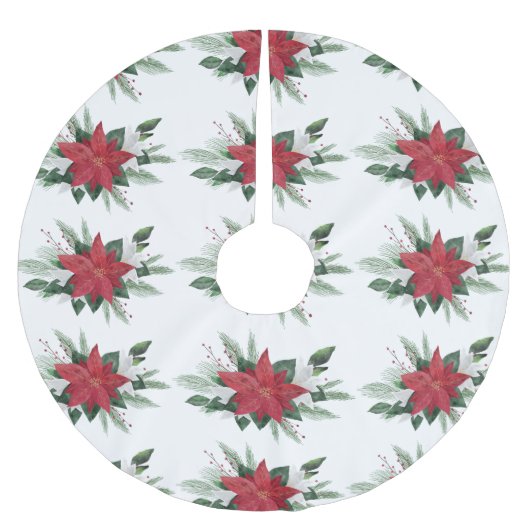 Elegant Red Poinsettia Pattern kerstavond Kerstboom Rok (Voorkant)
