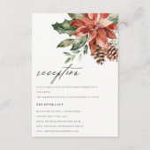 Elegant Red Poinsettia Pine Cone Weddenschap Informatiekaartje (Voorkant)