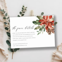 Elegant Red Poinsettia Pine Cone Wedding Details
