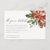 Elegant Red Poinsettia Pine Cone Wedding Details Informatiekaartje (Voorkant)