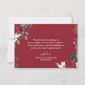 Elegant Red Poinsettia Pine Fir Waterverf Bedankkaart (Achterkant)