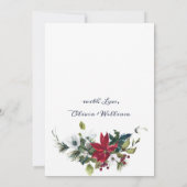 Elegant Red Poinsettia Pine Fir Waterverf Wedding Kaart (Achterkant)