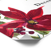 Elegant Red Poinsettia Pine Fir Weddenschap Welkom Poster (Hoek)