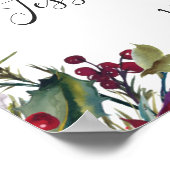 Elegant Red Poinsettia Pine Fur Weddenschap Welkom Poster (Hoek)