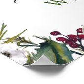 Elegant Red Poinsettia Pine Fur Weddenschap Welkom Poster (Hoek)